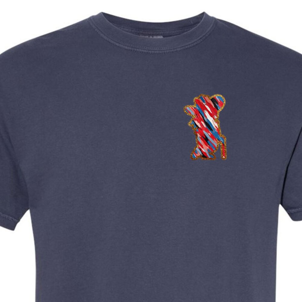 Ole Miss Col Reb w REAL Glitter outline Comfort Colors® unisex t-shirt NAVY